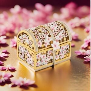 Pink & gold Floral Treasure Chest Jewelry Box